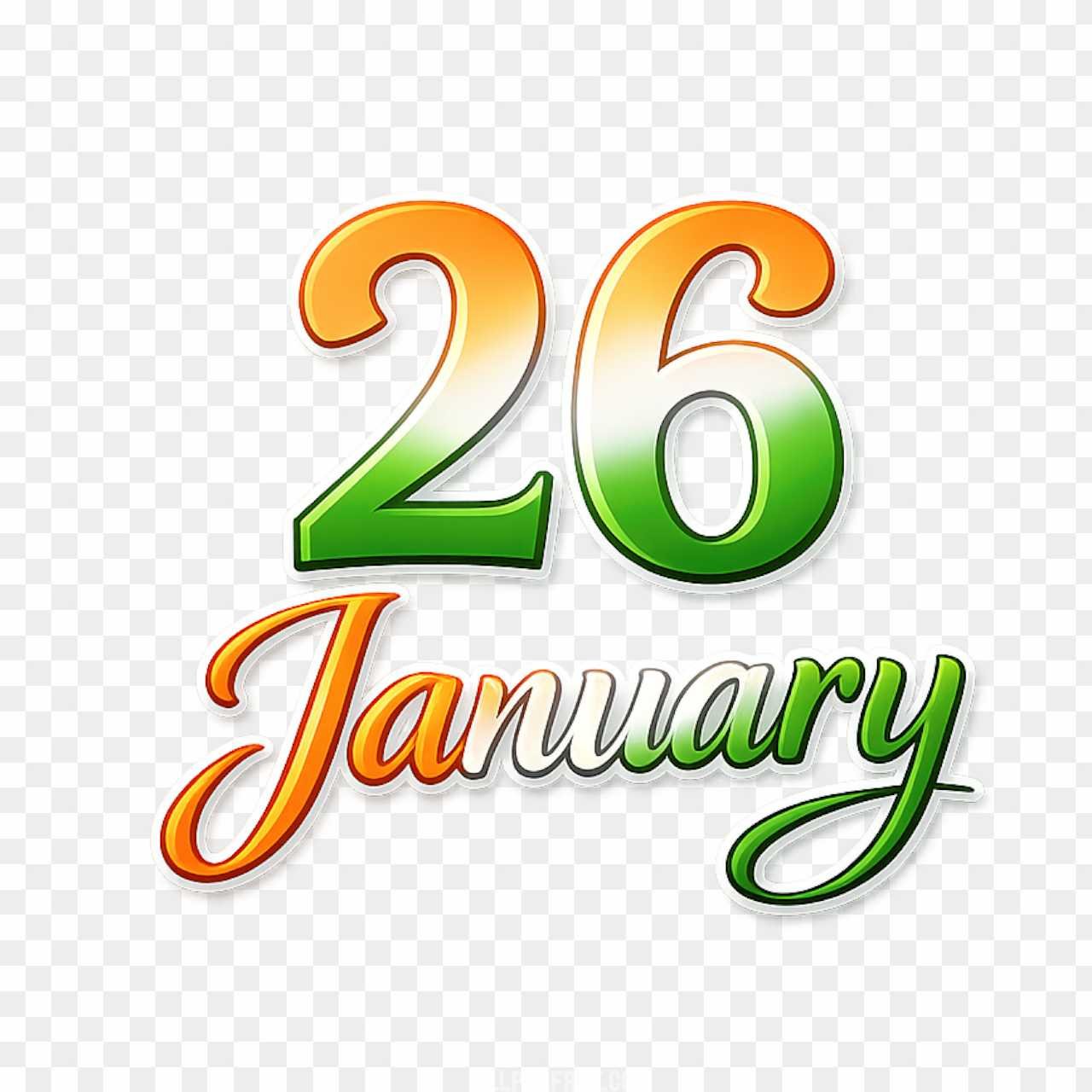 26 January 3D Text PNG - Republic Day India Tricolor Typography Download