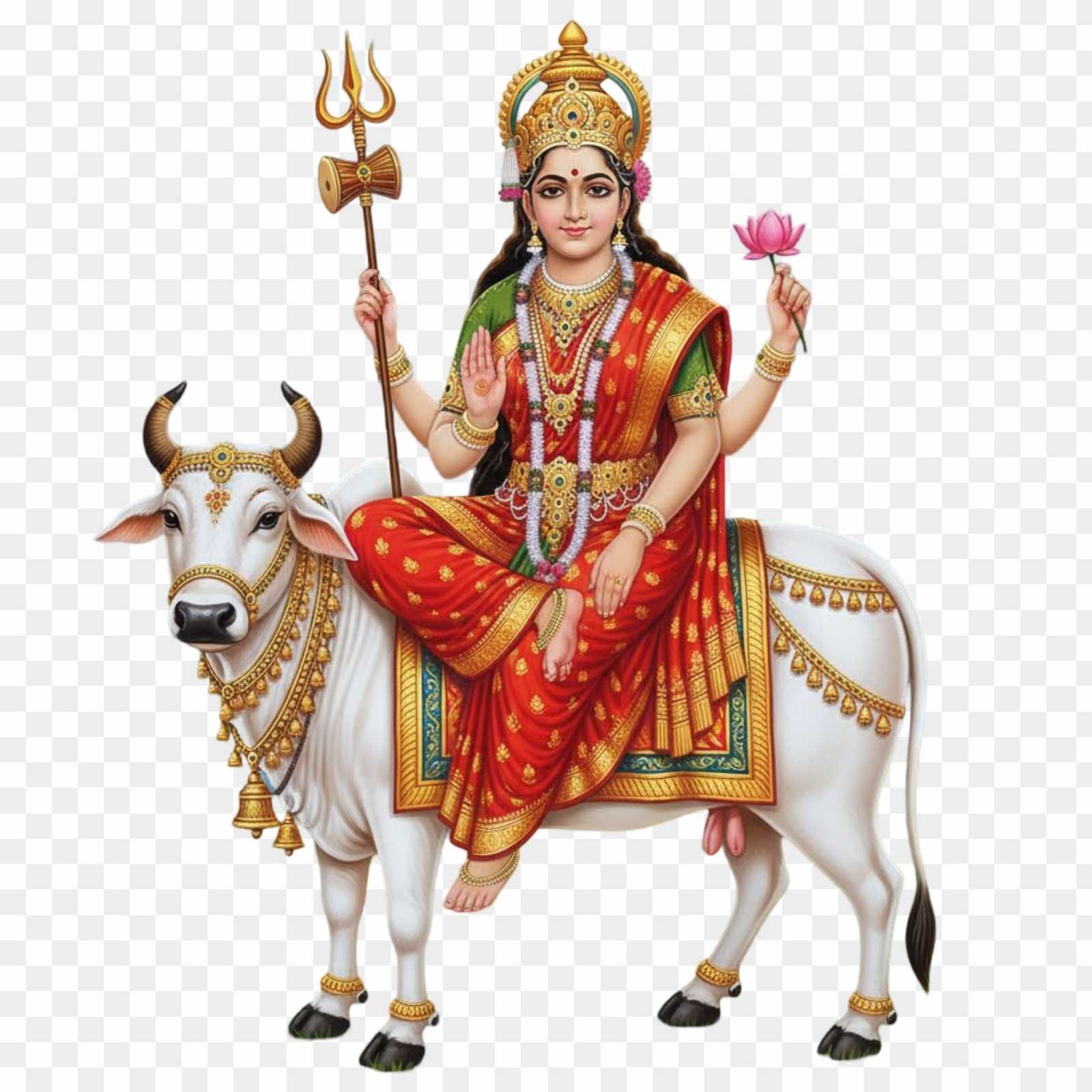 Maa Shailputri HD PNG Image | First Navdurga on Nandi