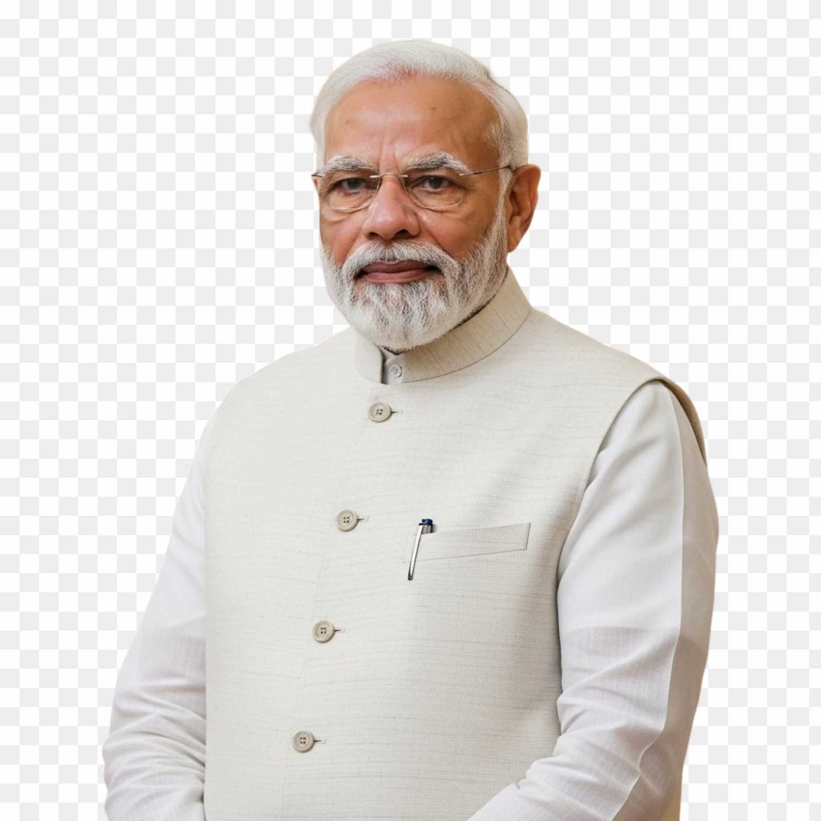 Narendra Modi PNG in Cream Jacket | Free Formal Portrait Download