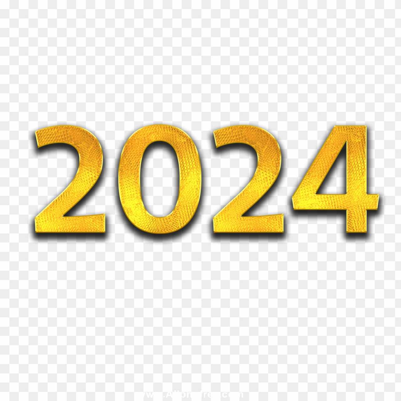 2024 text Golden design PNG transparent images free download 
