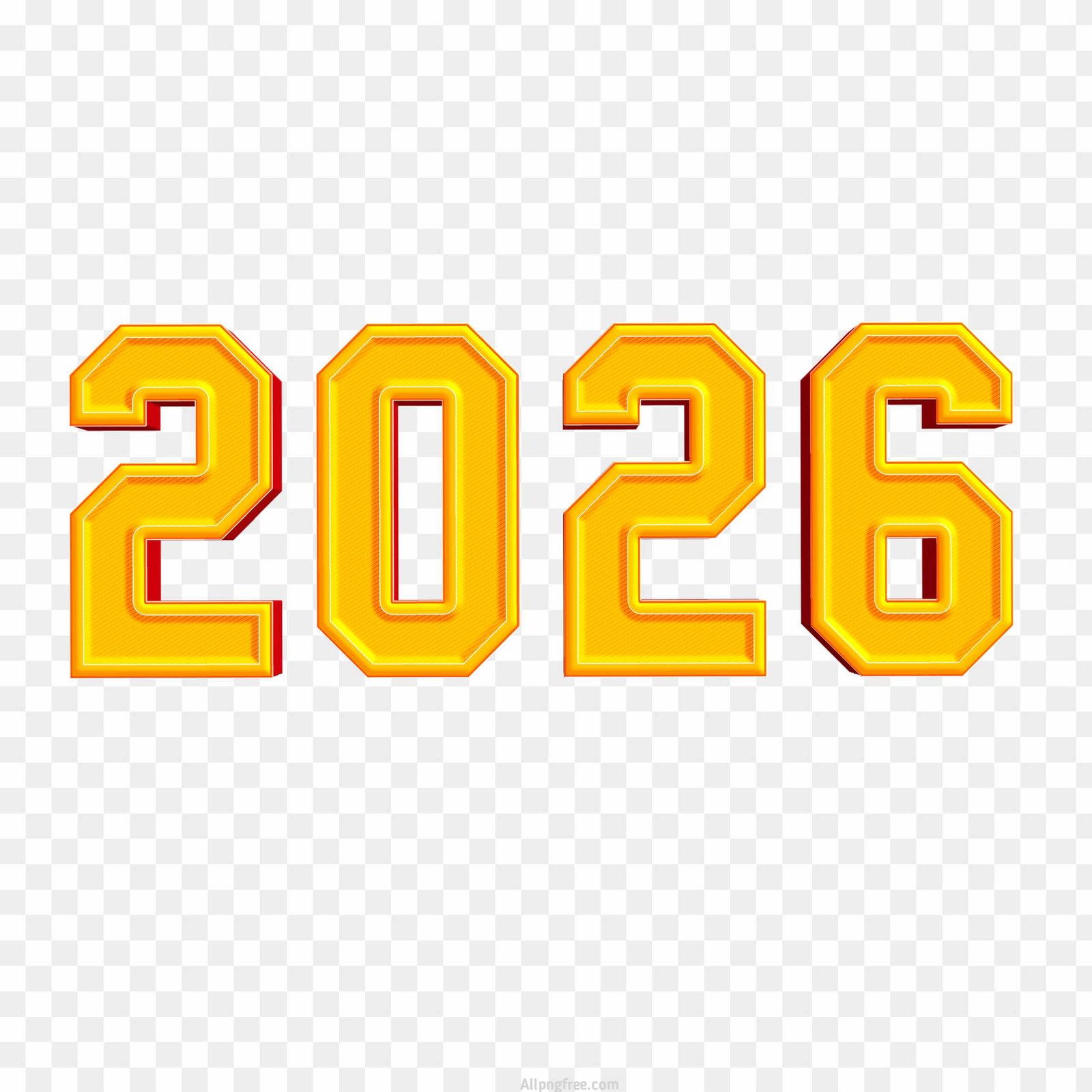 2026 Gold 3D Text PNG Download | High-Resolution Number Typography
