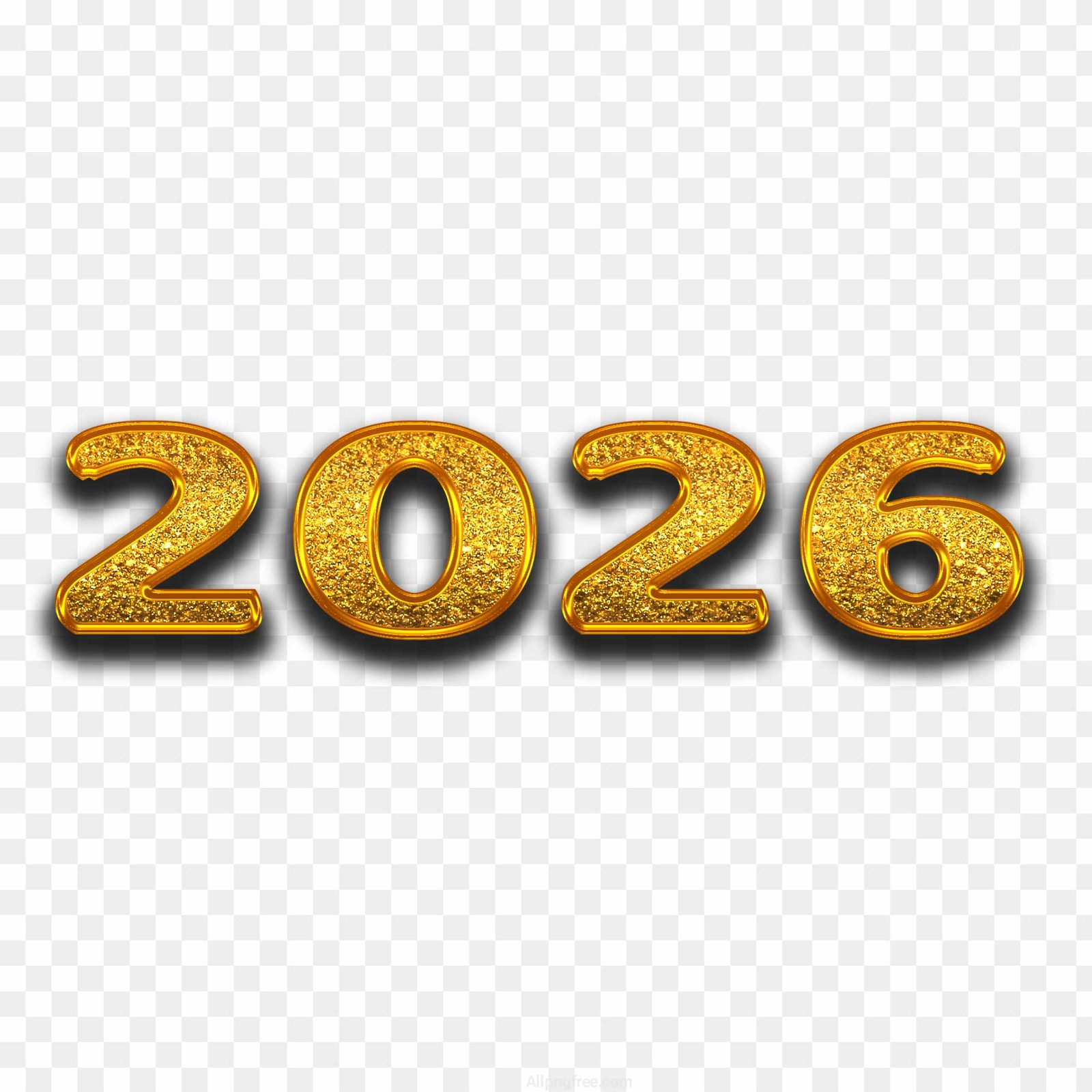 2026 Gold Glitter Numbers PNG | Happy New Year 2026