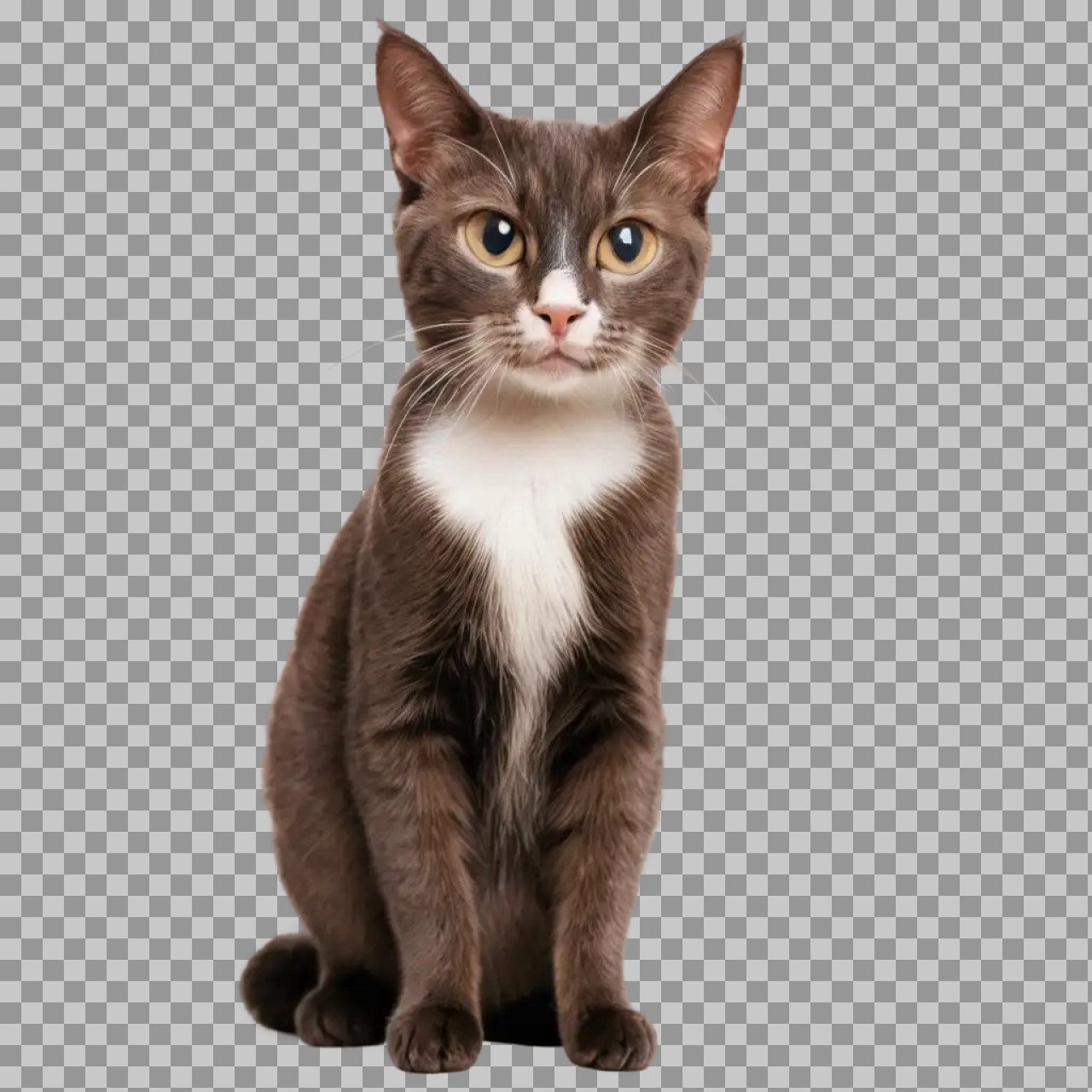 Brown and White Cat PNG Transparent Image | Domestic Pet PNG