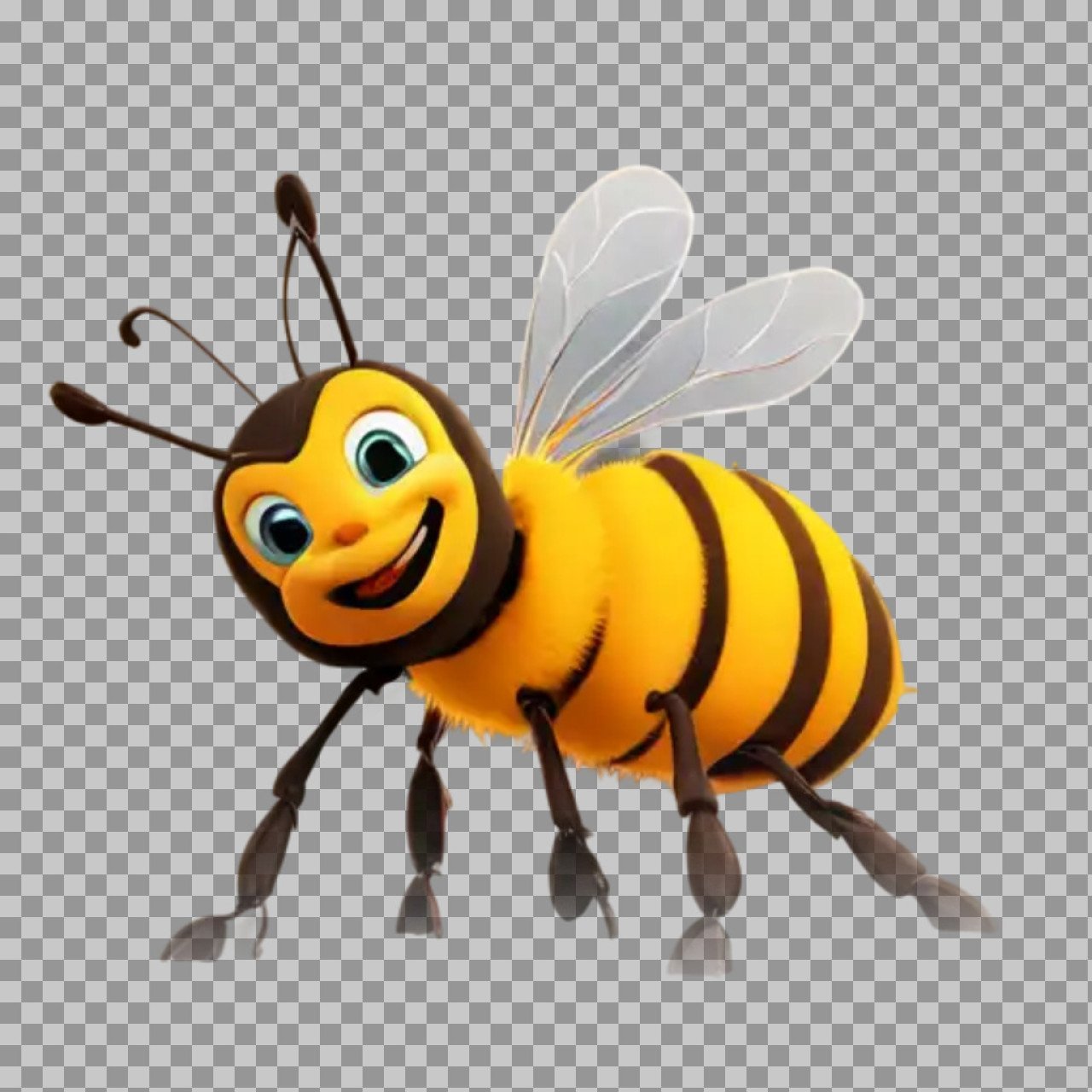 Cute Cartoon Bee PNG Transparent Background for Kids Designs