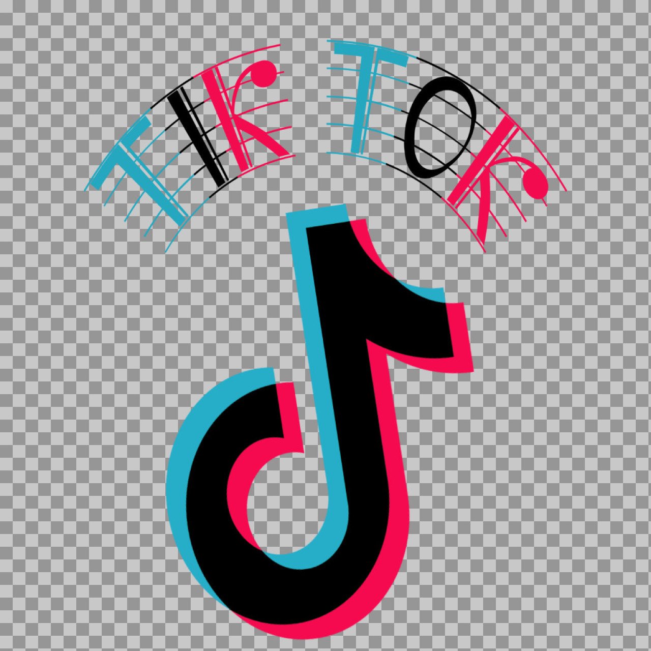 TikTok Logo PNG - Cyan & Pink Music Note Icon