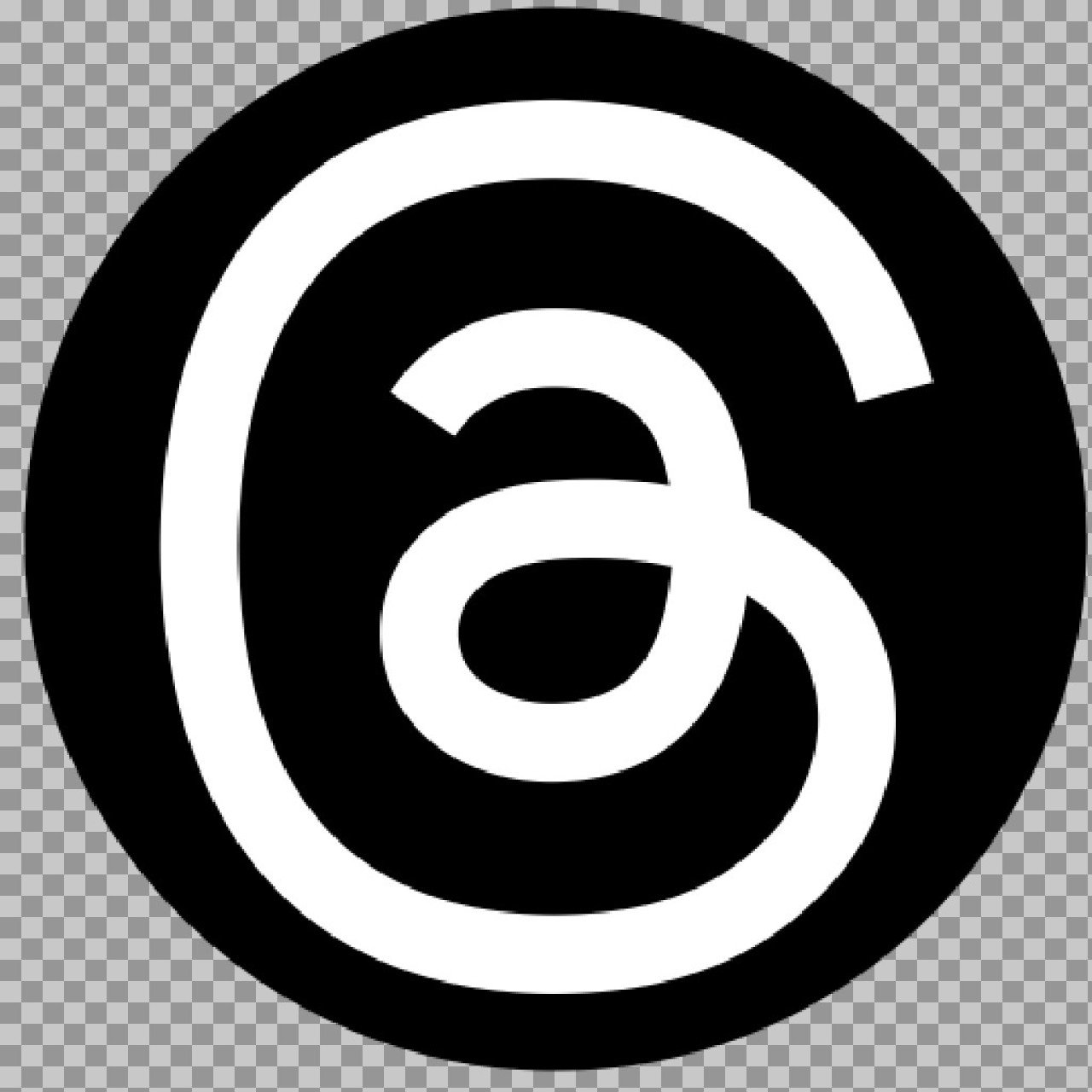 Threads Logo PNG – High Quality White Icon on Black Background
