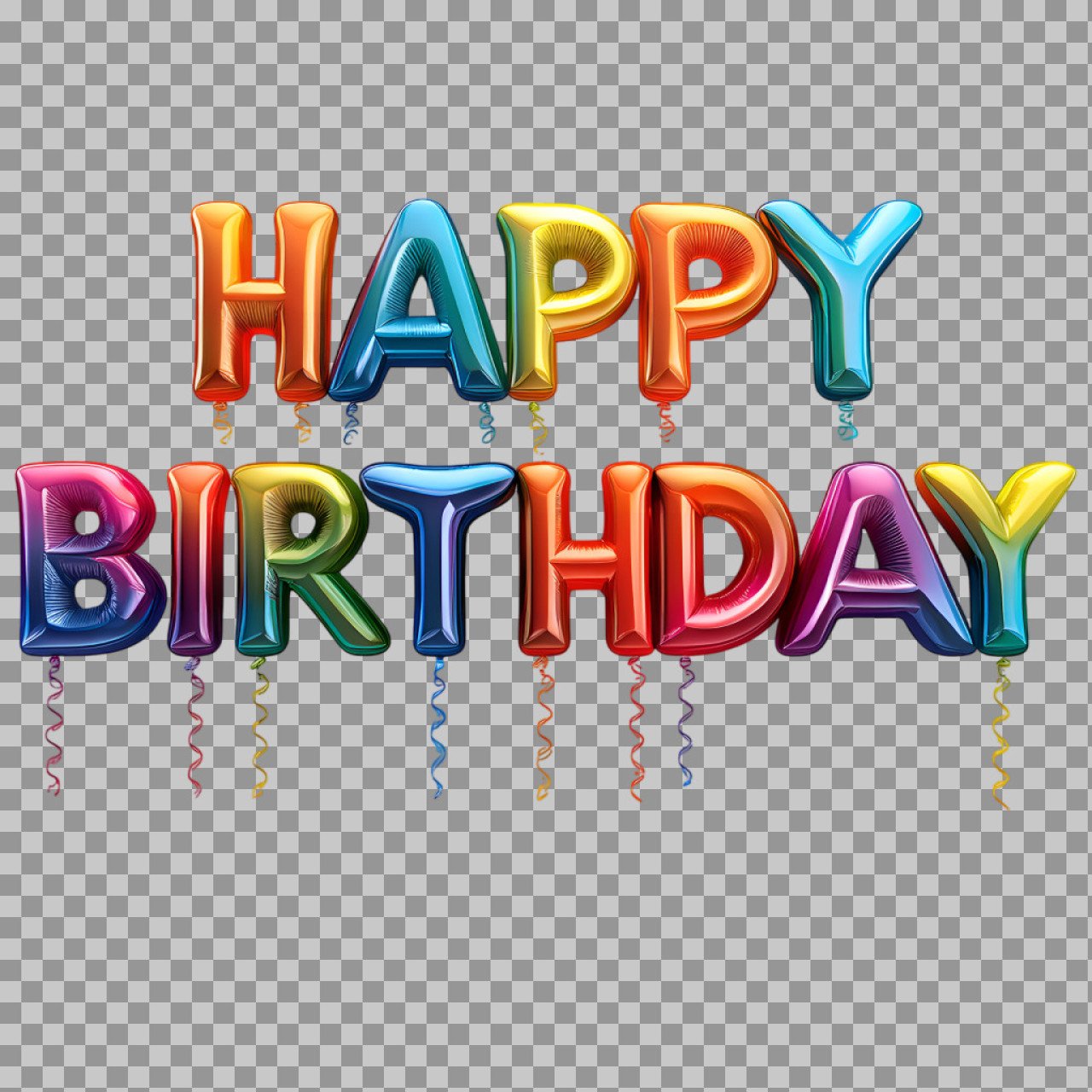 Colorful Happy Birthday Balloon Letters PNG | Birthday Party Graphic