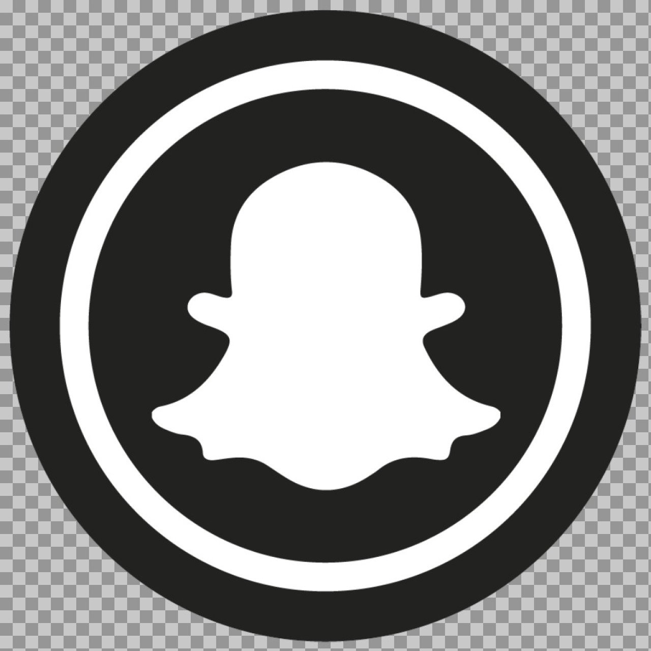 Snapchat Logo PNG (Black & White) – Ghost Icon in Circle