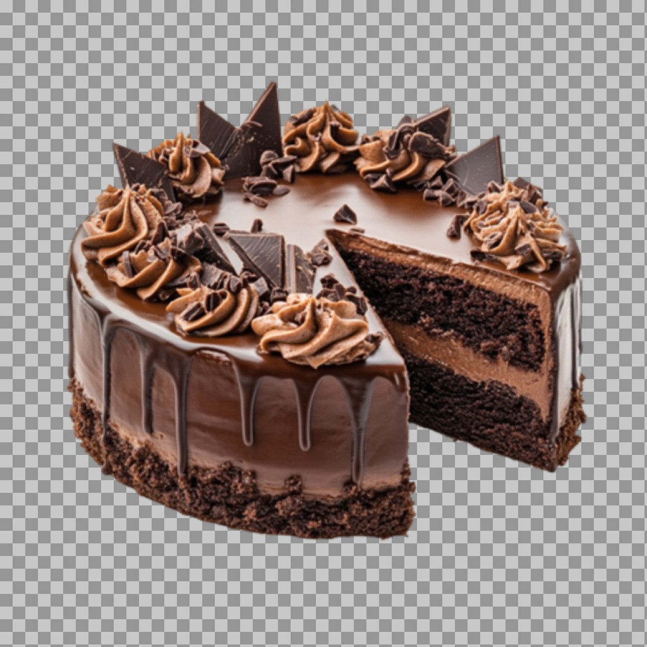 Chocolate Layer Cake PNG with Frosting and Drizzle