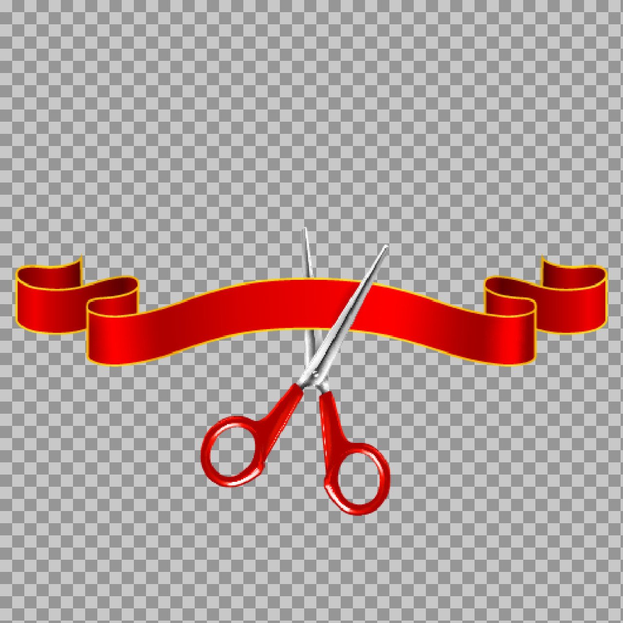 Red Ribbon Cutting Scissors PNG | Grand Opening Graphic