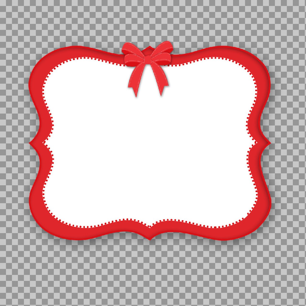 Red Frame with Bow PNG | Festive Decorative Label Template