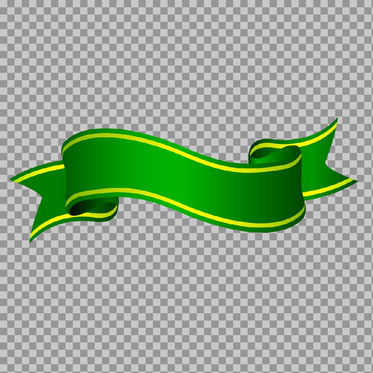 Green Ribbon Banner PNG Icon | Yellow Outline Design