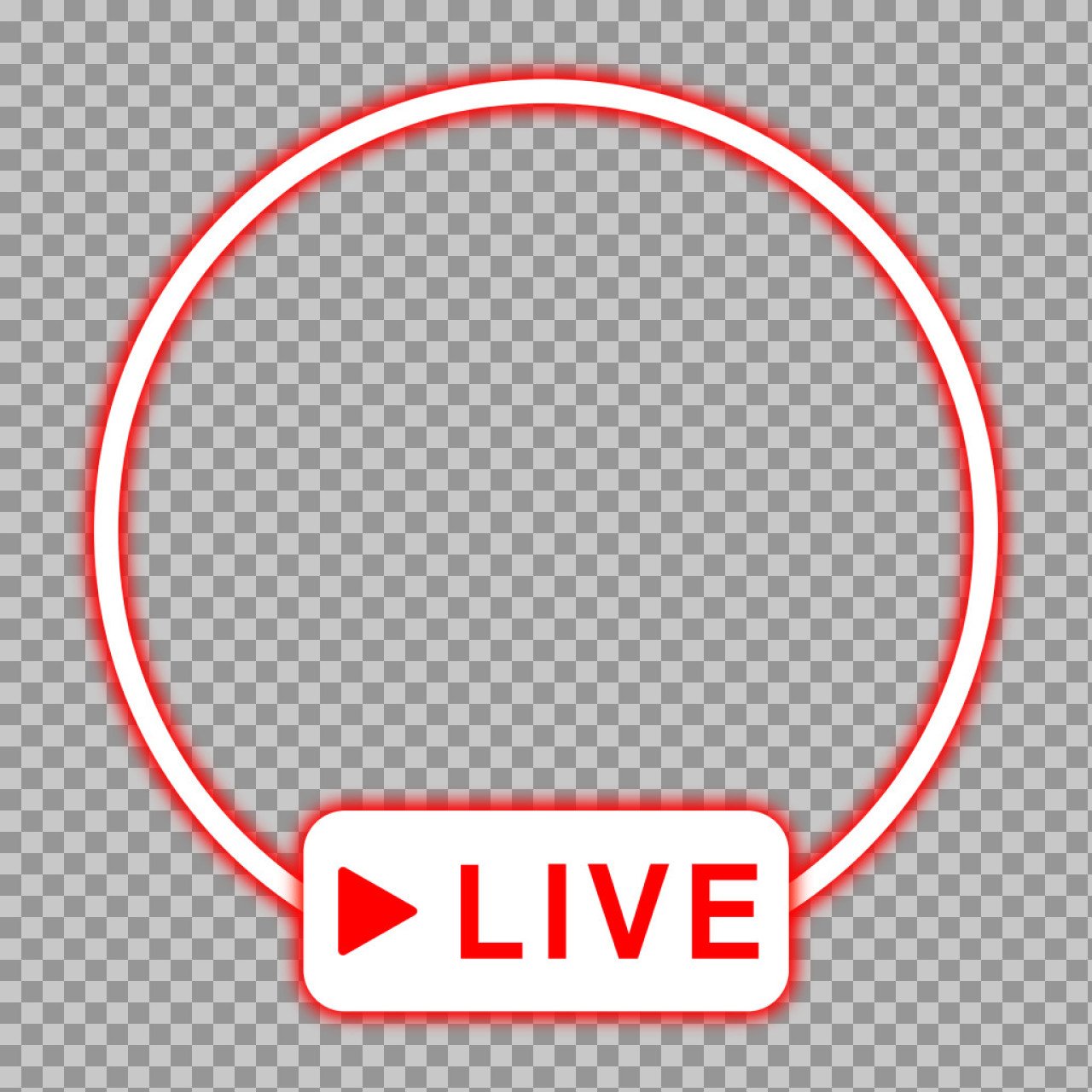 LIVE Streaming Badge PNG | Red Play Icon & Circle Border