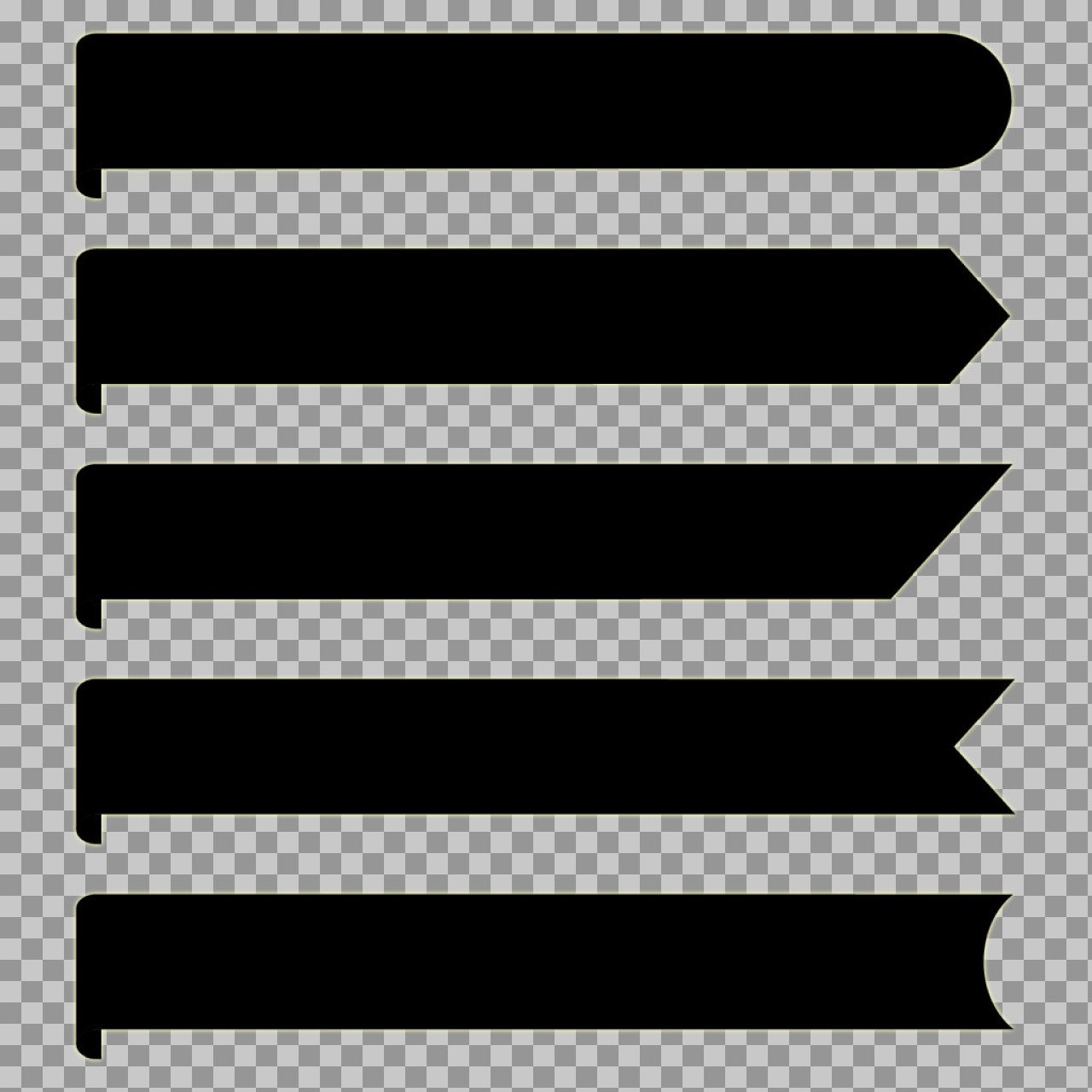 Black Ribbon Banner Silhouettes PNG - 5 Label Design Templates