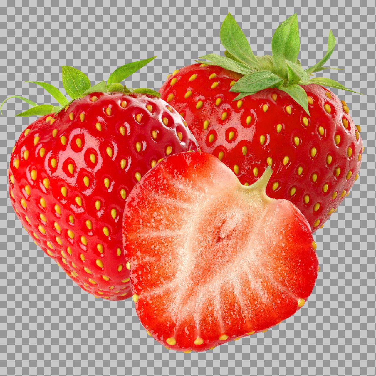Fresh Strawberry PNG Transparent | Whole and Half Strawberry