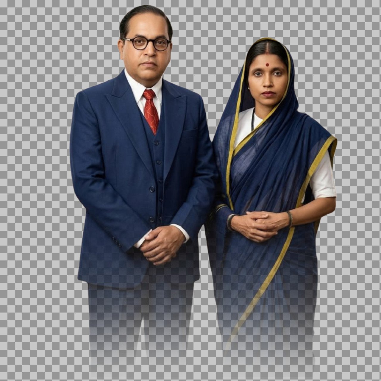 Dr. B.R. Ambedkar & Ramabai Ambedkar Portrait Image (PNG)