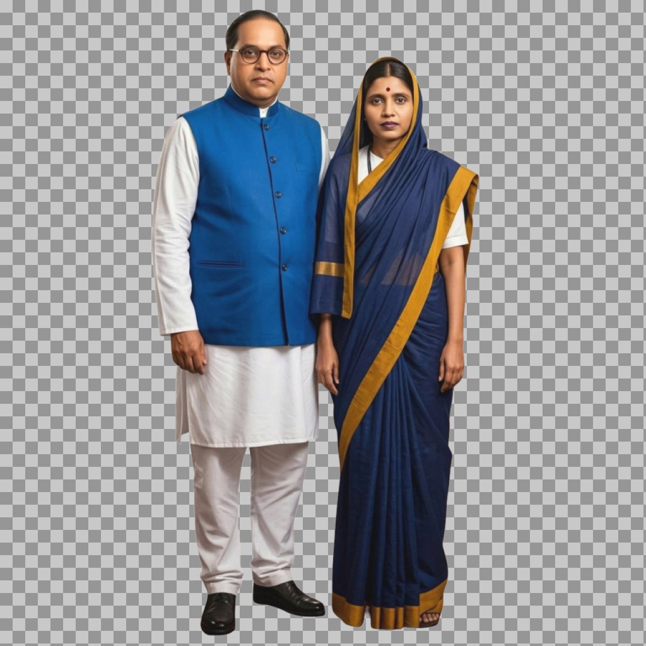 Dr. Ambedkar & Ramabai Photo in Traditional Dress | PNG