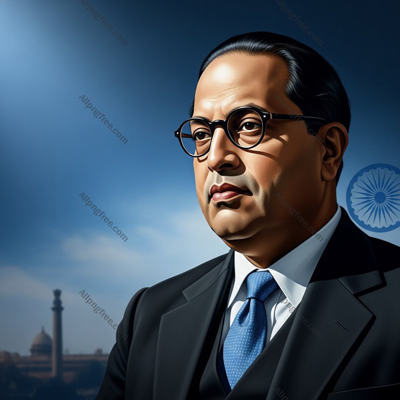Dr. B.R. Ambedkar Image with Parliament Background