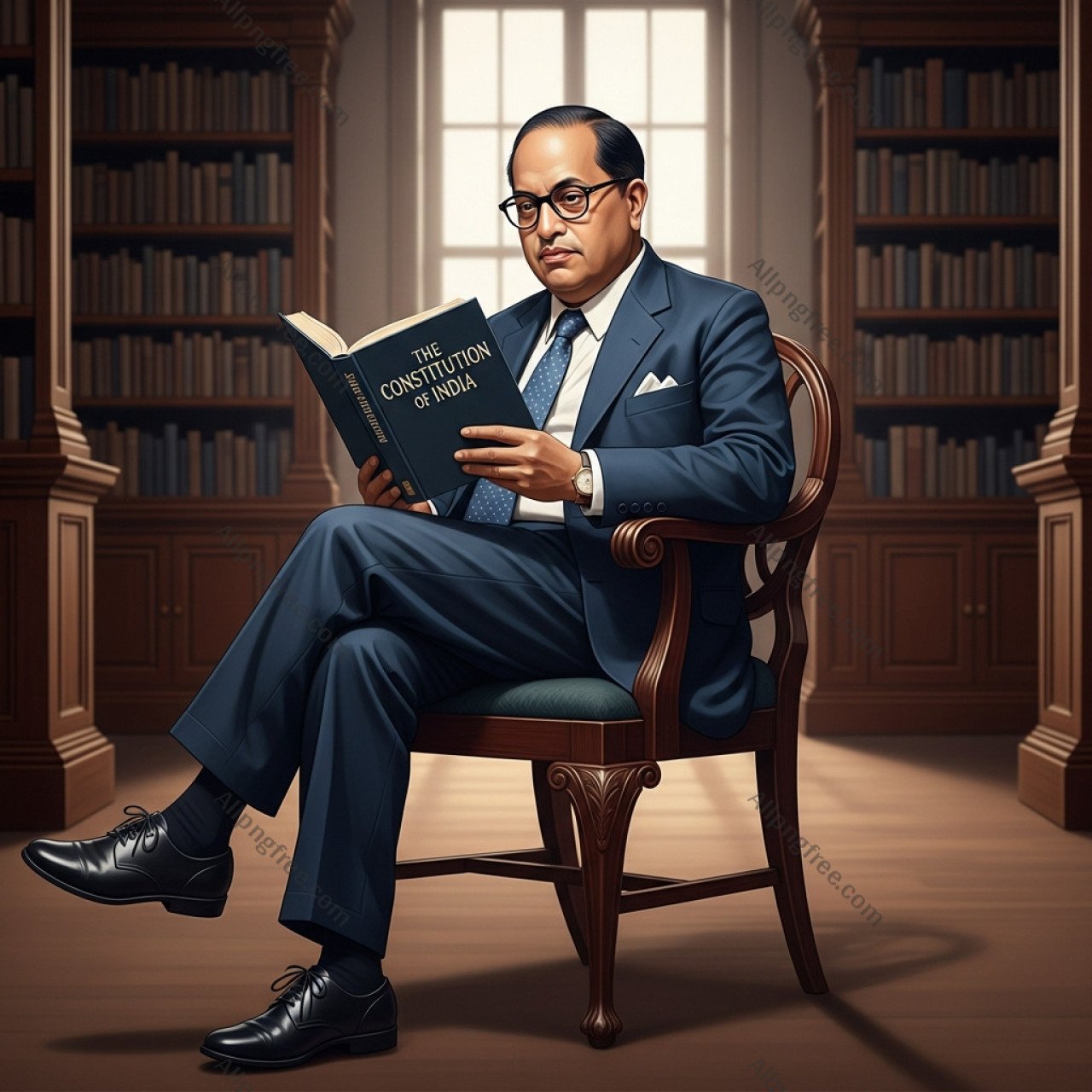 Dr. B.R. Ambedkar Reading the Constitution | HD Photo