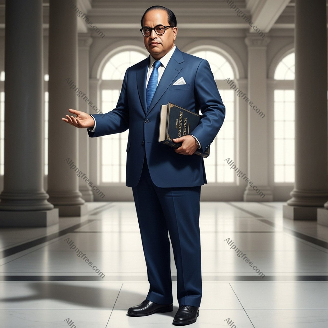 Dr. Babasaheb Ambedkar Full Body Photo with Constitution