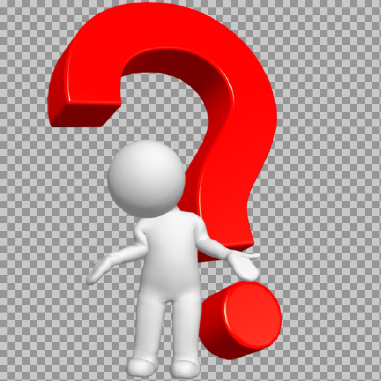 3D Question Mark PNG – Confused Person Help Icon