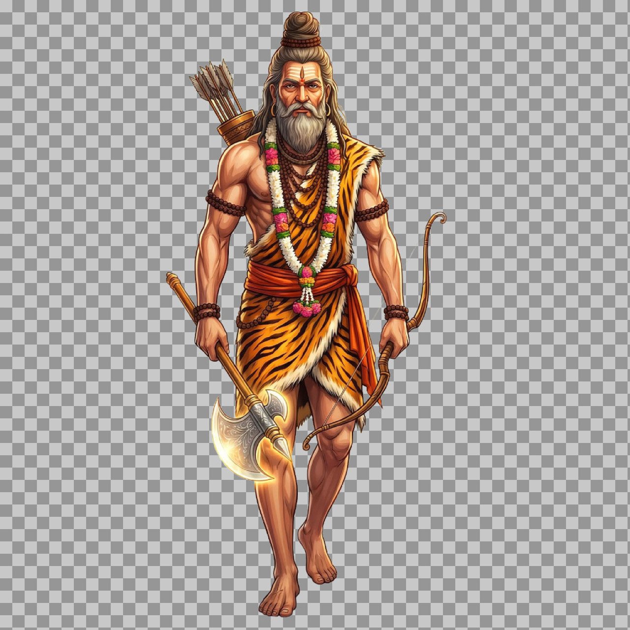 Lord Parshuram PNG Download – HD Warrior Image with Axe & Bow