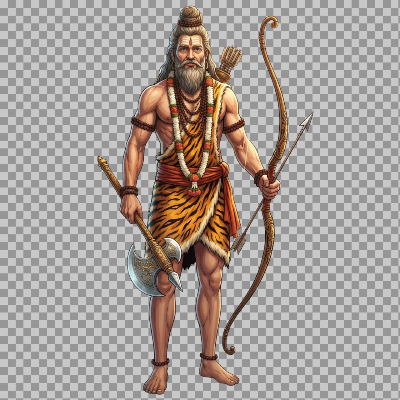 Lord Parashurama PNG | Hindu Warrior Sage with Bow & Axe