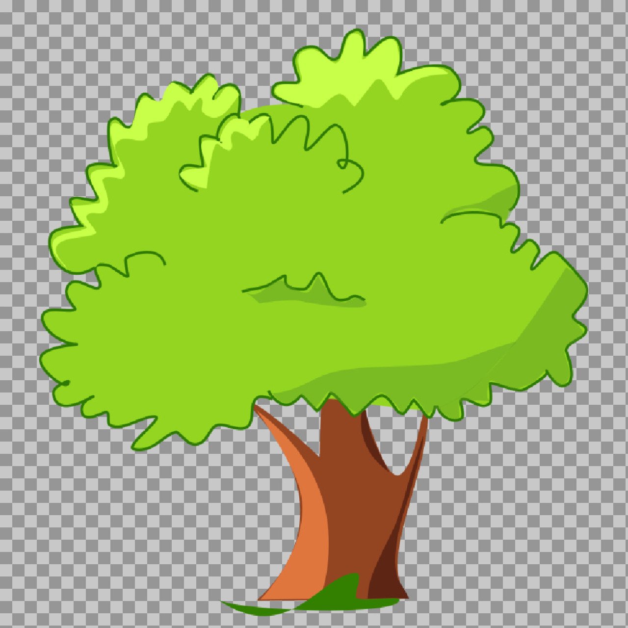 Green Cartoon Tree PNG – Cute Nature Illustration