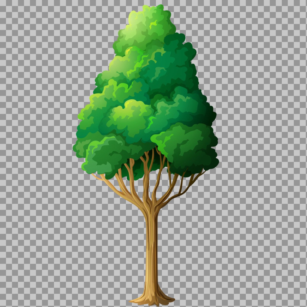 Green Cartoon Tree PNG Illustration – Transparent Background Clipart