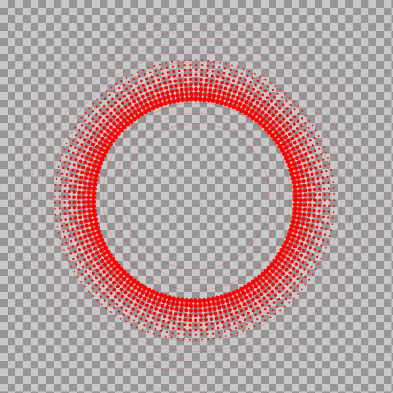 Red Circular Halftone Ring PNG – Abstract Radial Lines