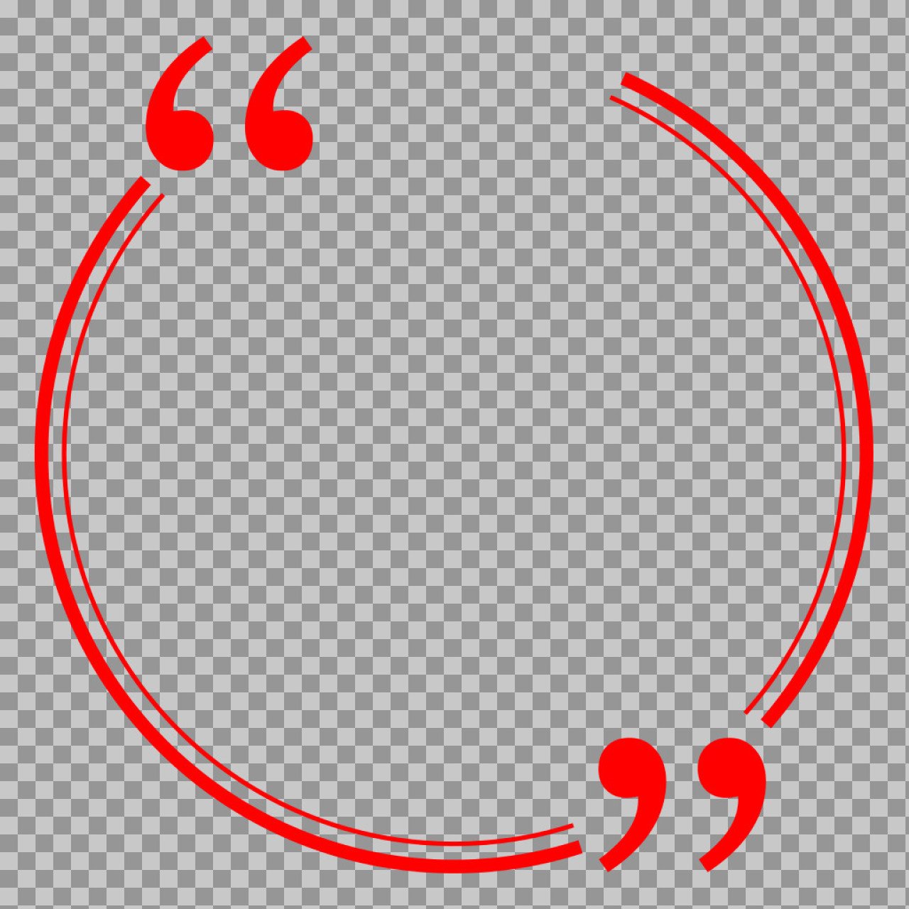 Red Quote Frame PNG – Circular Quotation Mark Template