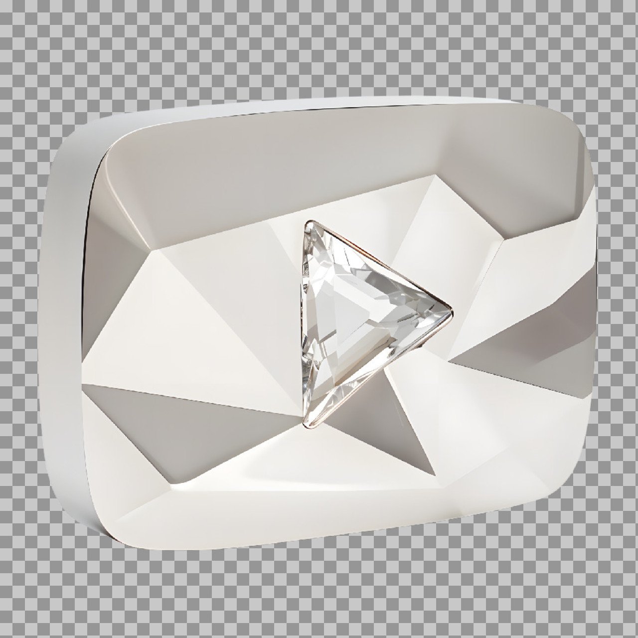 YouTube Diamond Play Button PNG | 3D Crystal Award Transparent Image