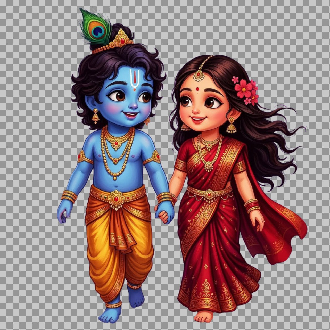 Cute Radha Krishna PNG – Cartoon Transparent Image