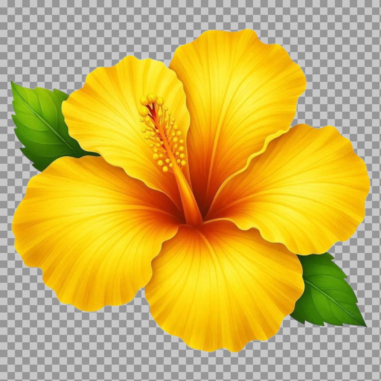 Yellow Hibiscus Flower PNG | Beautiful Tropical China Rose Transparent Clipart