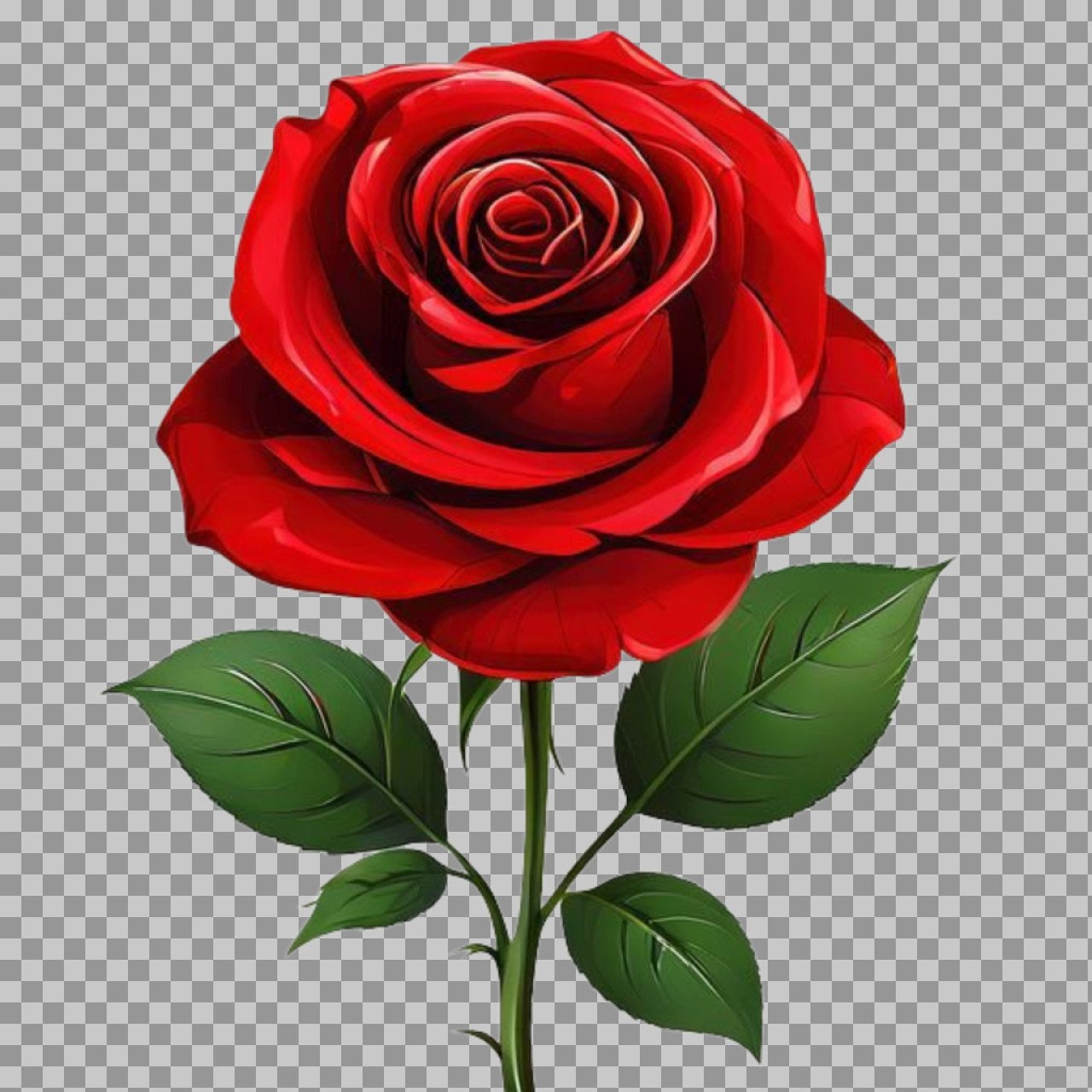Red Rose PNG Transparent | Single Long-Stem Rose Flower Image Download
