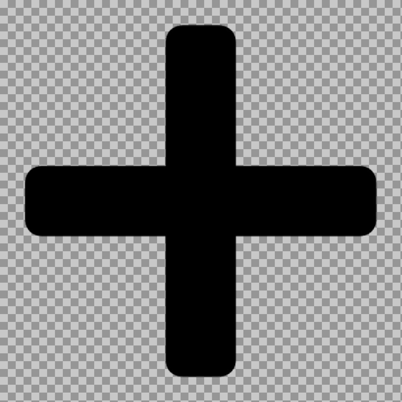 Black Plus Sign Icon PNG – Rounded Add Symbol Transparent Background