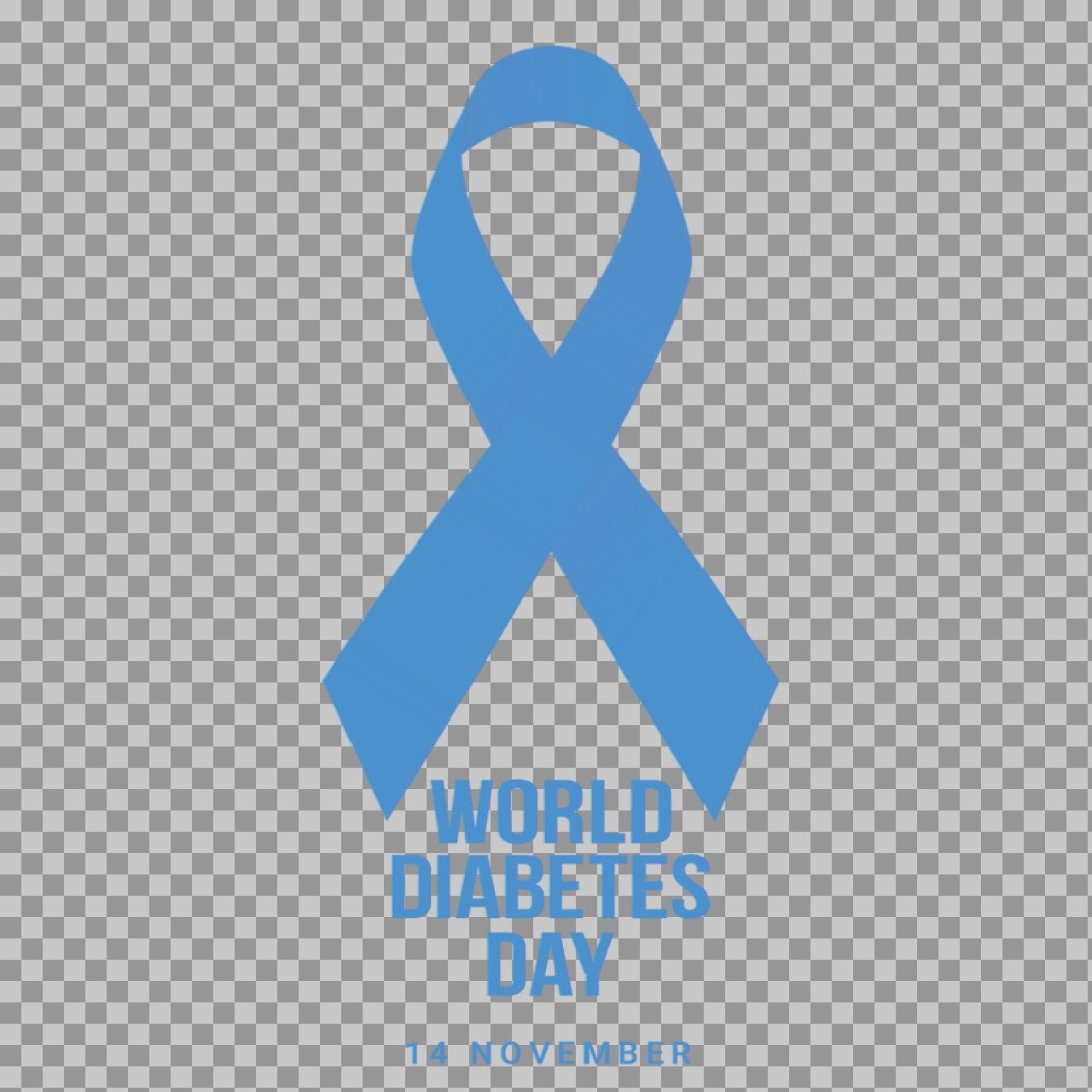 World Diabetes Day PNG – Blue Ribbon 14 November | Awareness Graphic