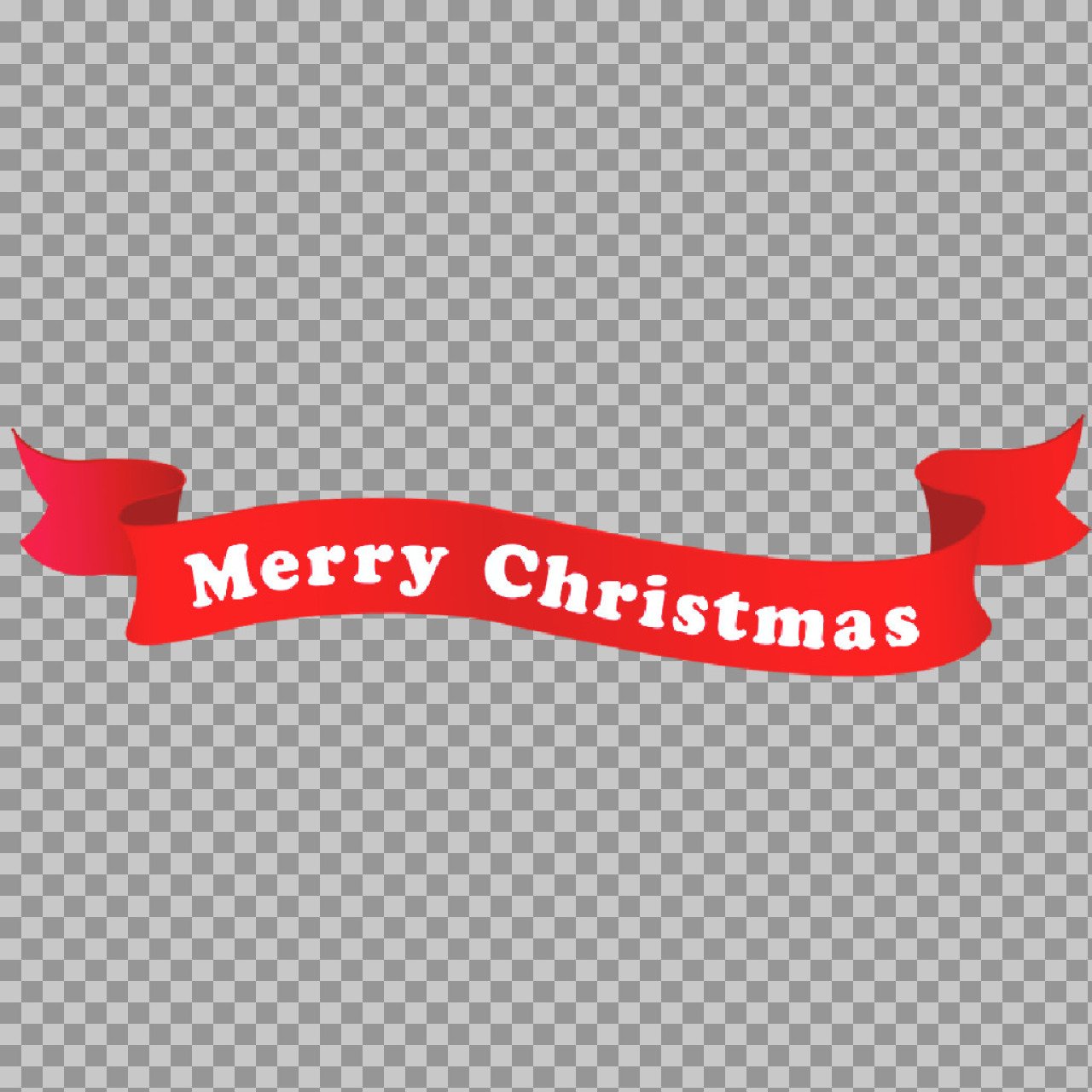 Merry Christmas Ribbon Banner PNG – Red Holiday Greeting Banner