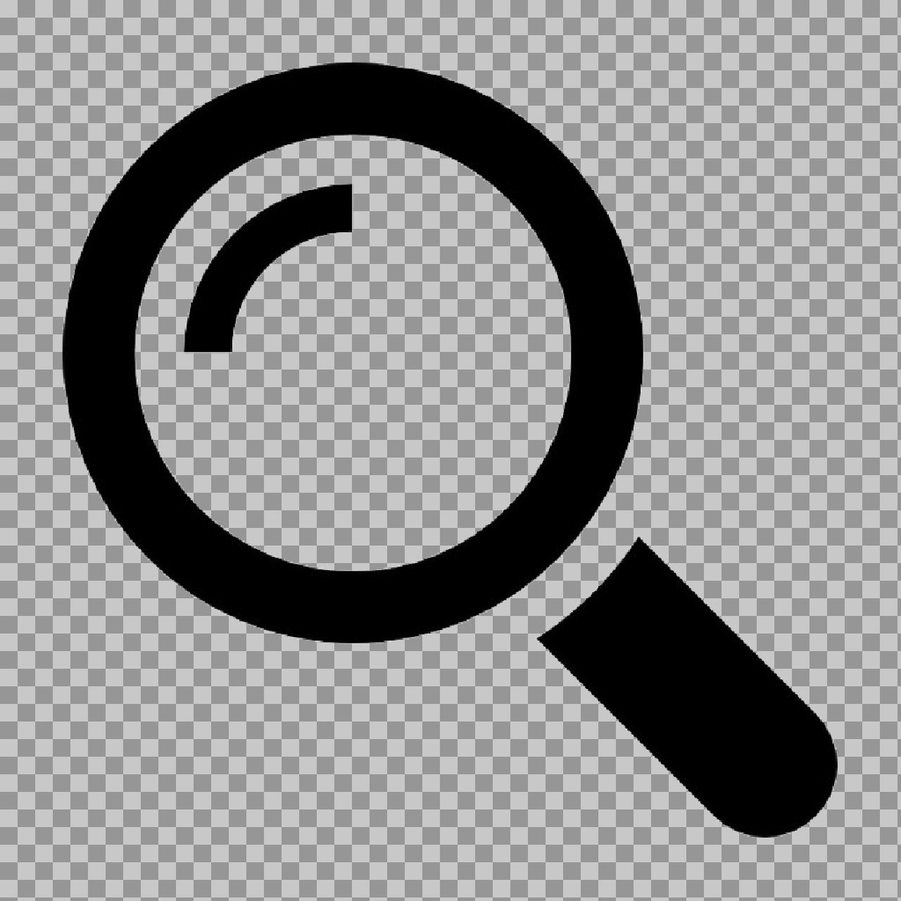 Stylized Black Search Icon Download – Magnifying Glass with Lens Glare PNG HD