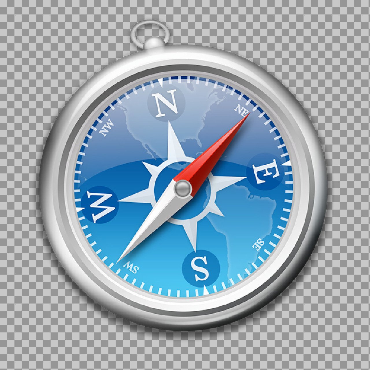Classic Blue Compass Navigation Icon PNG – Direction & Travel Symbol