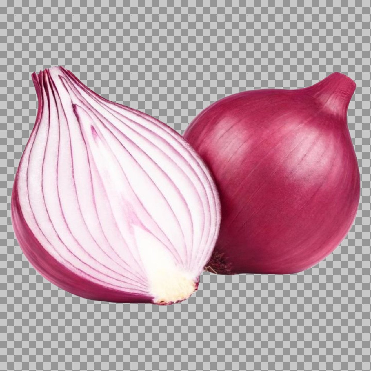 Fresh Red Onion PNG Image – Whole and Half Onion Transparent Background