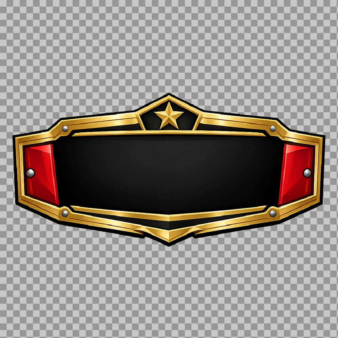 Golden Shield Banner Badge PNG with Star – Premium Award Emblem