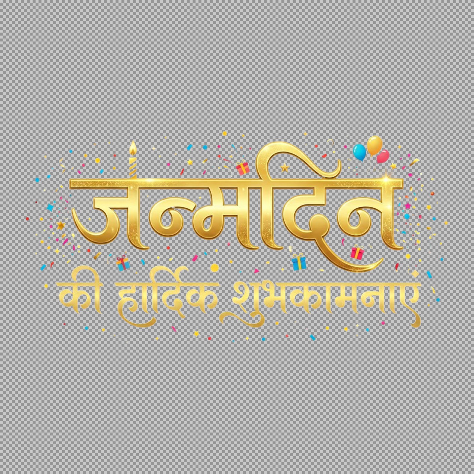 Golden Hindi Birthday Wishes PNG – जन्मदिन की हार्दिक शुभकामनाएं png Image Download