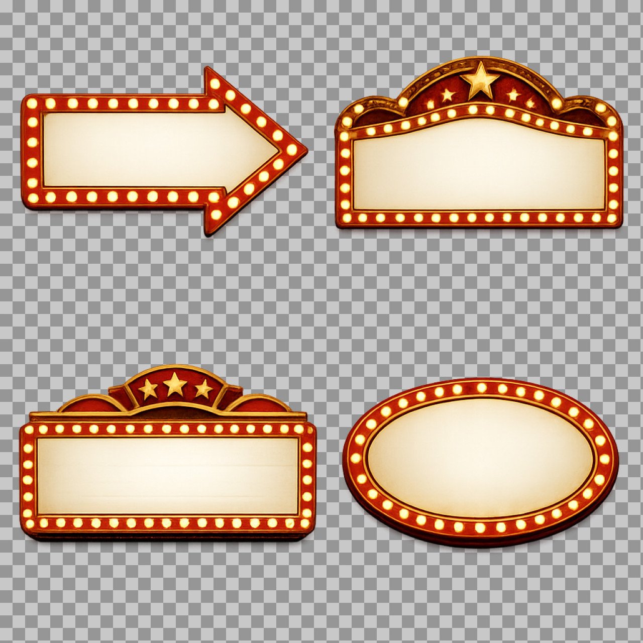 Vintage Cinema Marquee Signs PNG | Retro Theater Light Board Free Download
