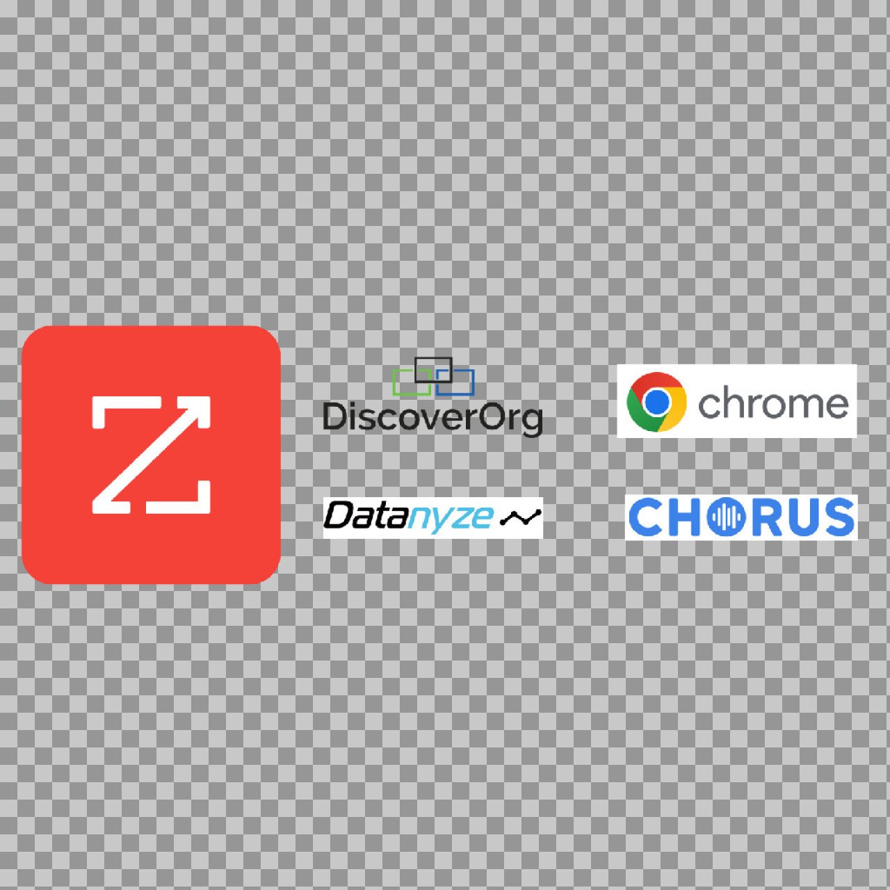ZoomInfo Integrations PNG | DiscoverOrg, Datanyze, Chrome & Chorus Logos
