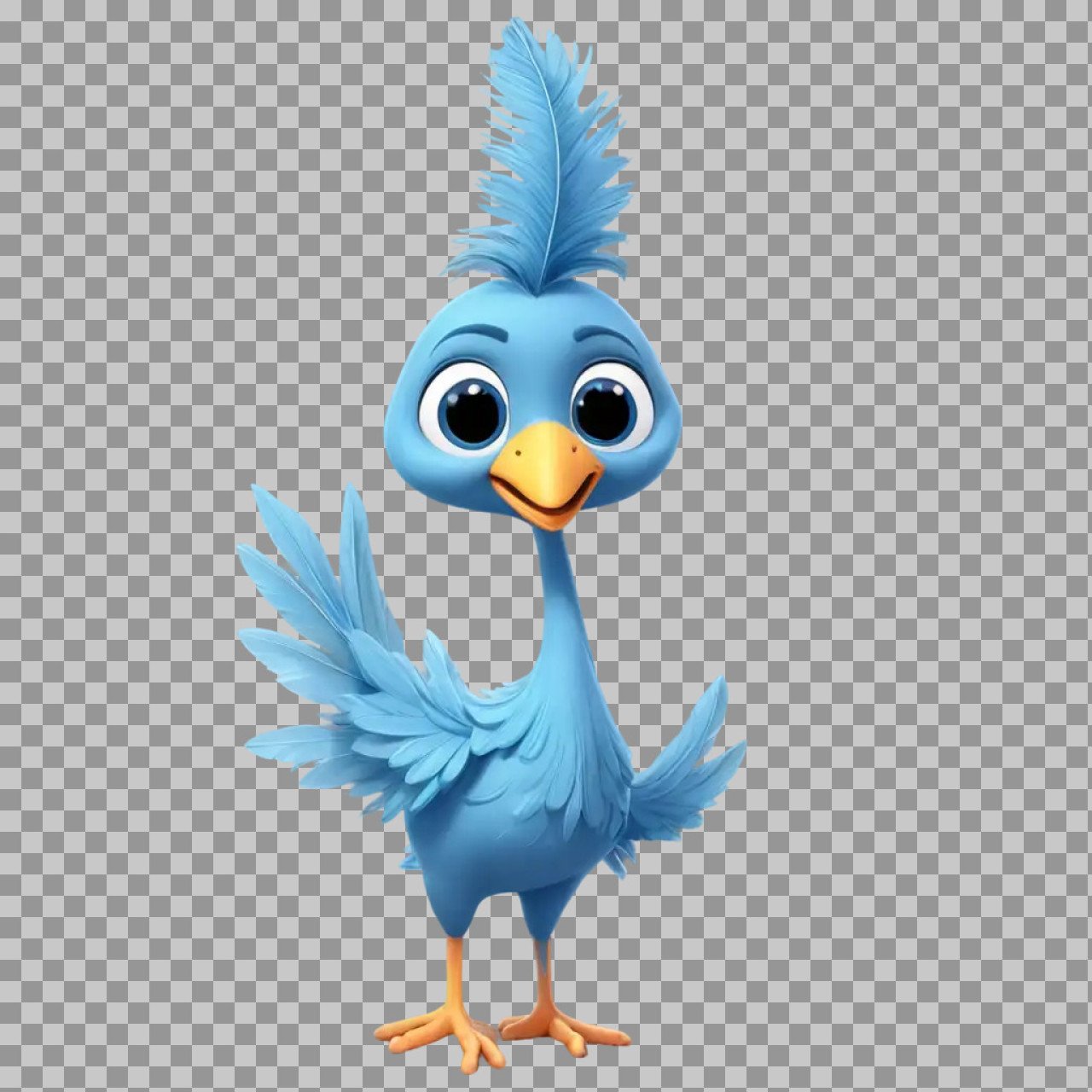 Cute Cartoon Blue Bird PNG | 3D Animated Bird with Transparent Background