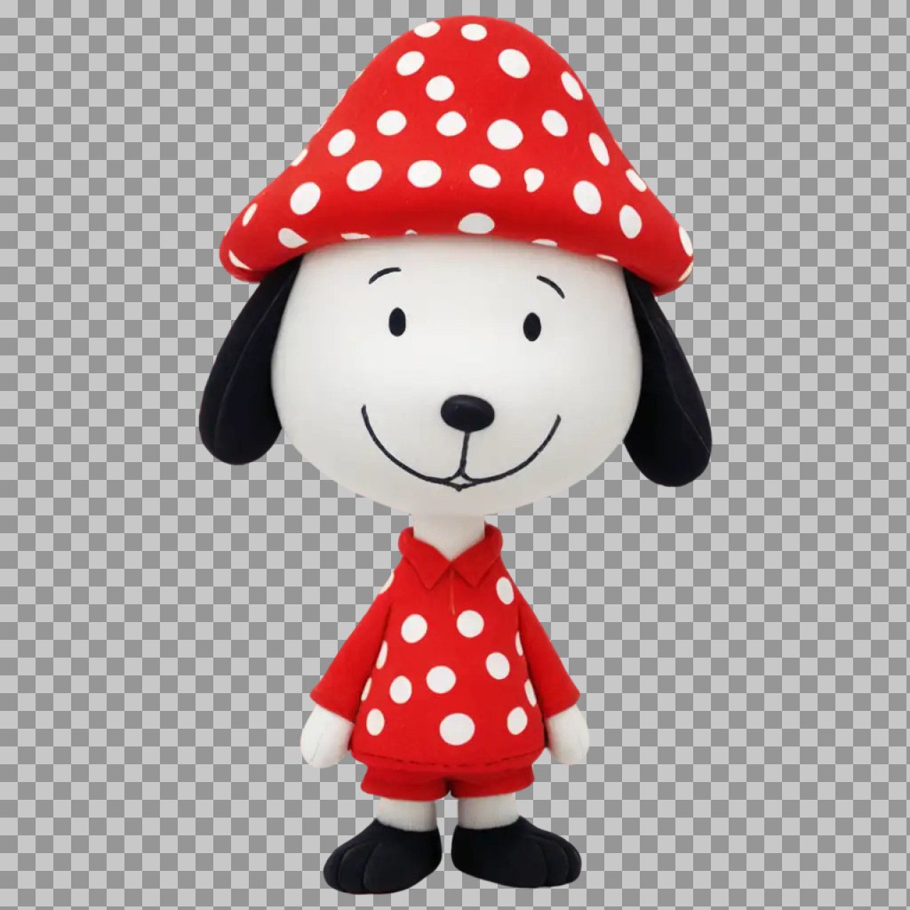 Cartoon Dog in Mushroom Hat PNG | Cute Polka Dot Puppy Character Illustration