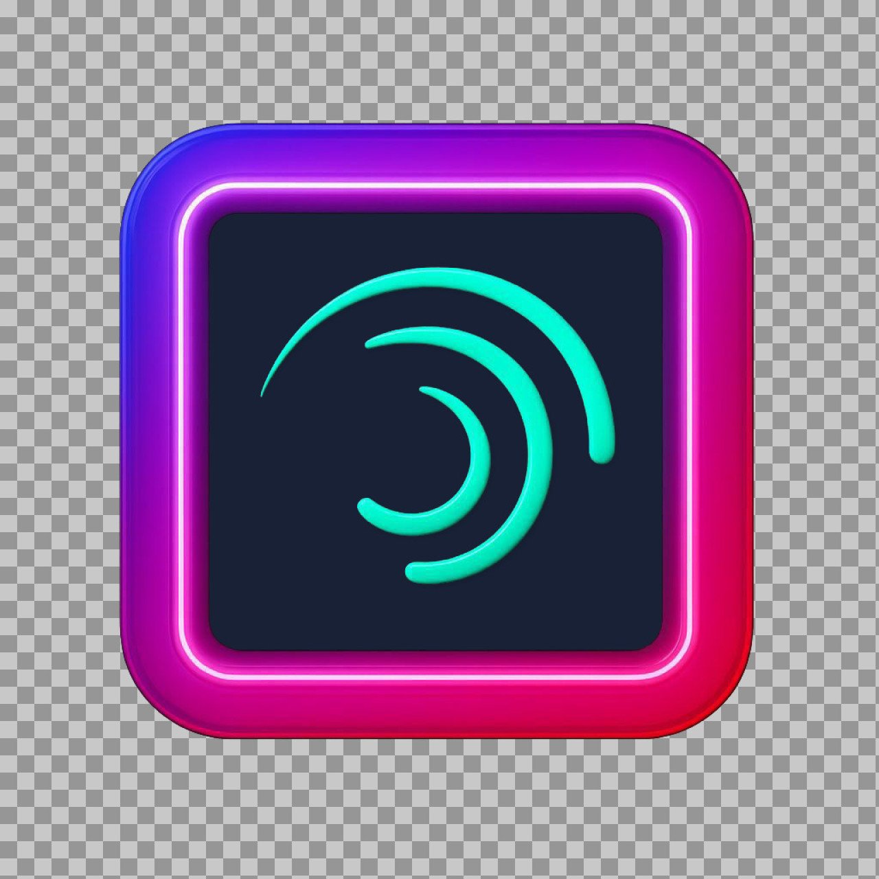Alight Motion 3D Neon Icon PNG - Free Glowing App Logo Download HD