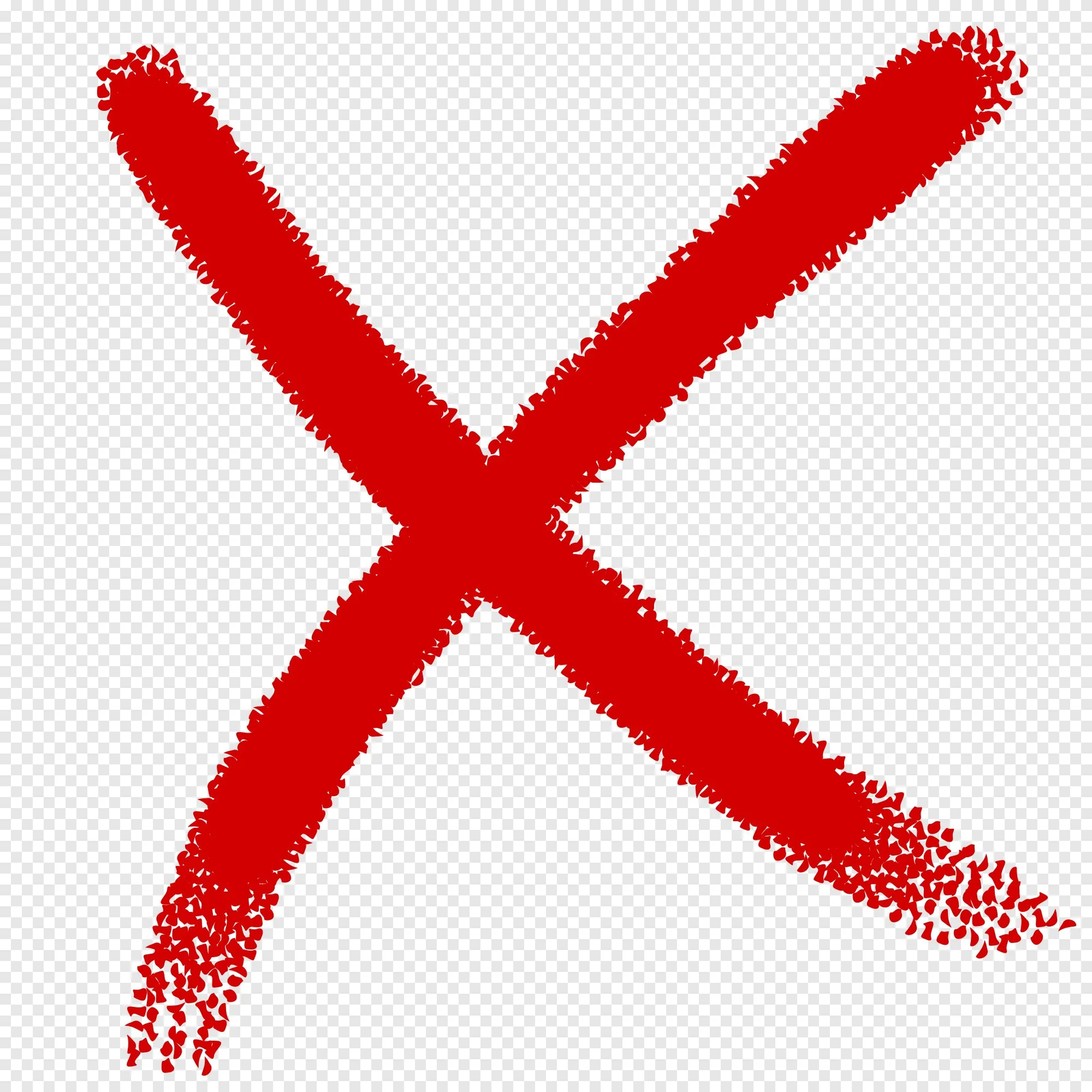Red X Mark PNG | Grunge Brush Cross Symbol Transparent Image