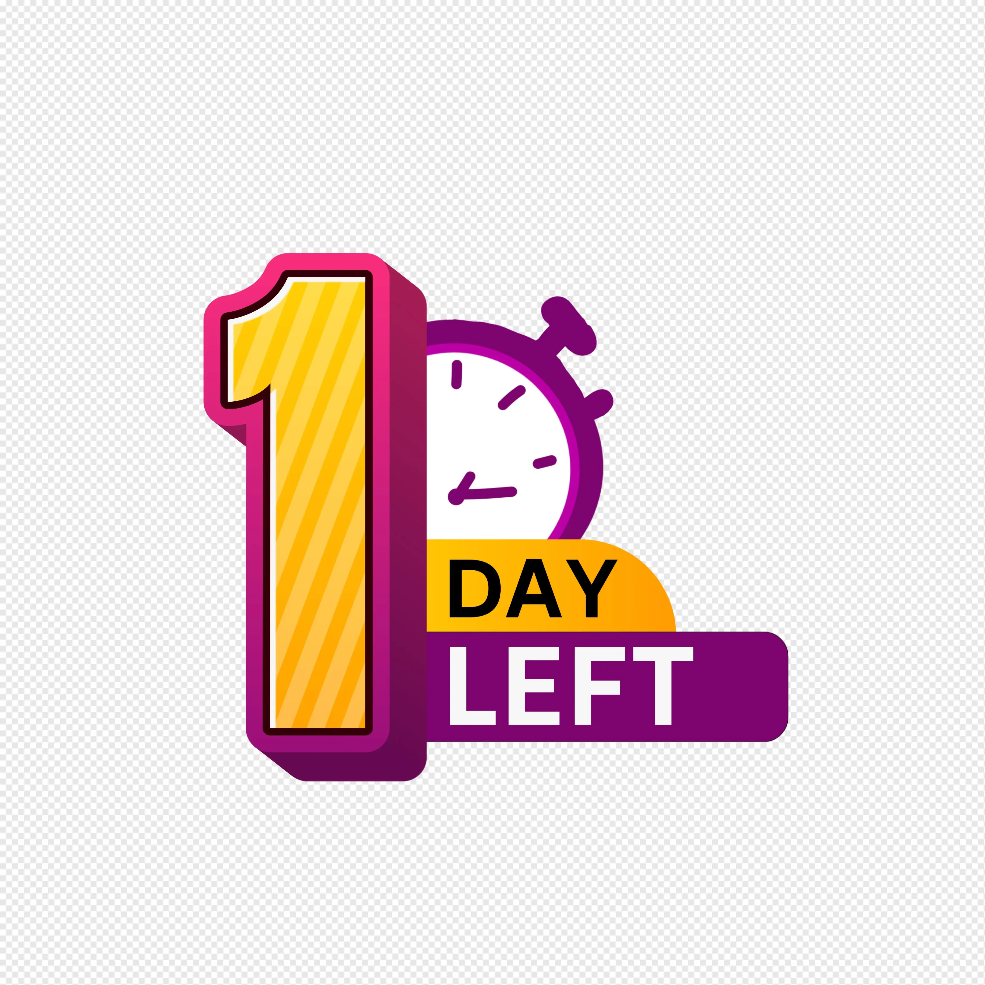 1 Day Left Countdown PNG | Free Sale Timer Badge with Clock